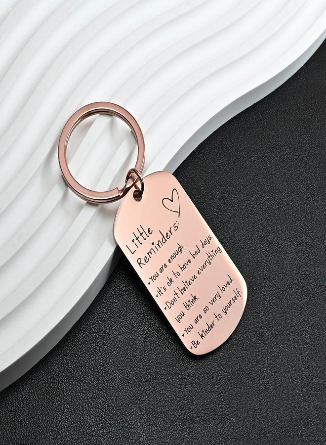 OUMILAN Little Reminders Keychain Inspiration Gifts for Women Men Affirmation Uplifting Mental Health You Are Enough Keyring (Rose Gold) - Image 3